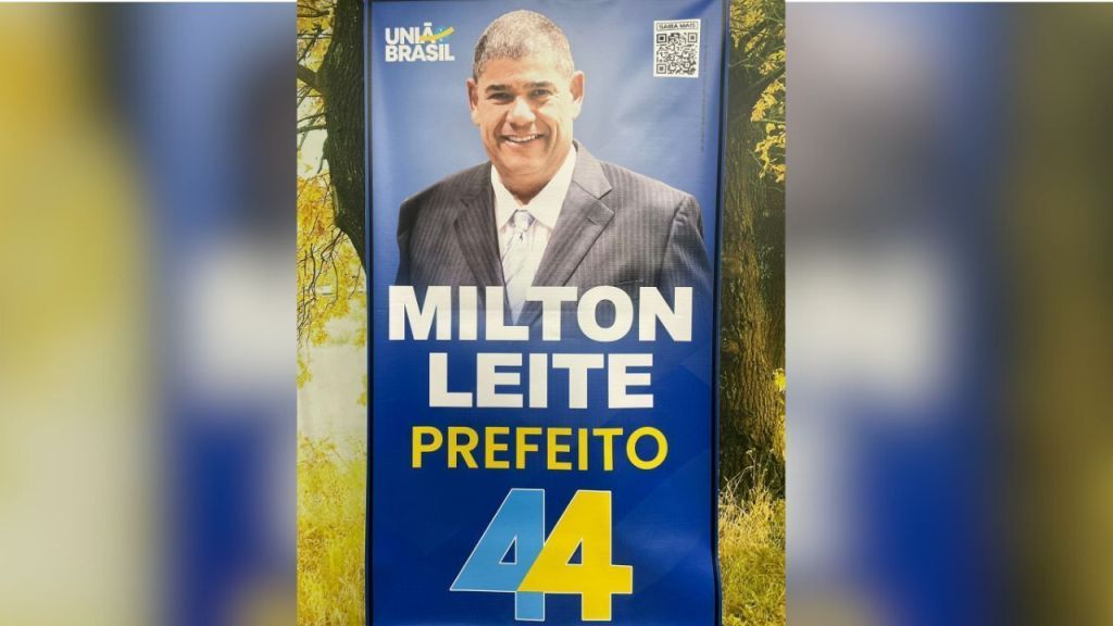 Imagem mostra o vereador Milton Leite (União) como candidato a prefeito de São Paulo