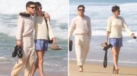 Emma Corrin e Rami Malek passeiam na praia de Ipanema; veja fotos