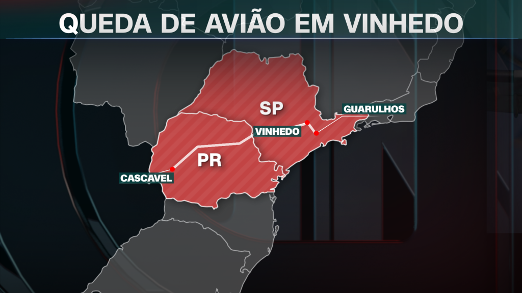 Trajeto realizado pelo avião modelo ATR-72-500 da Voepass (antiga Passaredo), operado pela Latam, caiu nesta sexta-feira (9) em Vinhedo, região metropolitana de Campinas, interior de São Paulo.