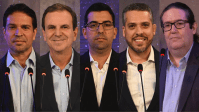 Adversários miram Paes, que evita embate no 1º debate na TV entre candidatos no Rio