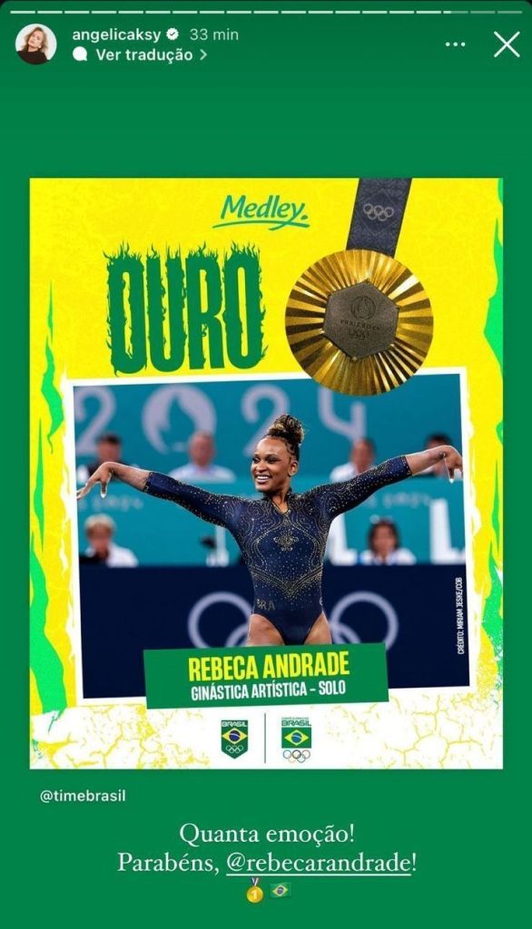 Angélica celebra vitória de Rebeca Andrade