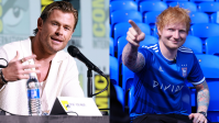 Chris Hemsworth toca bateria durante show do Ed Sheeran; veja