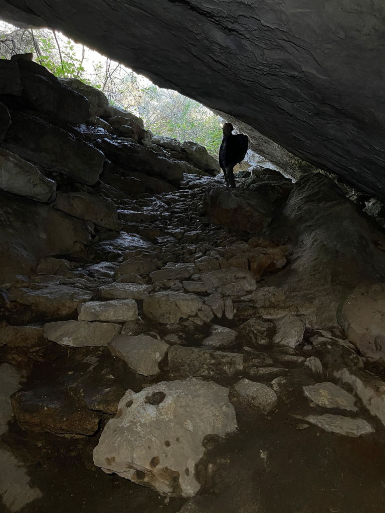 caminho de pedra pode ser visto na entrada da Caverna Genovesa