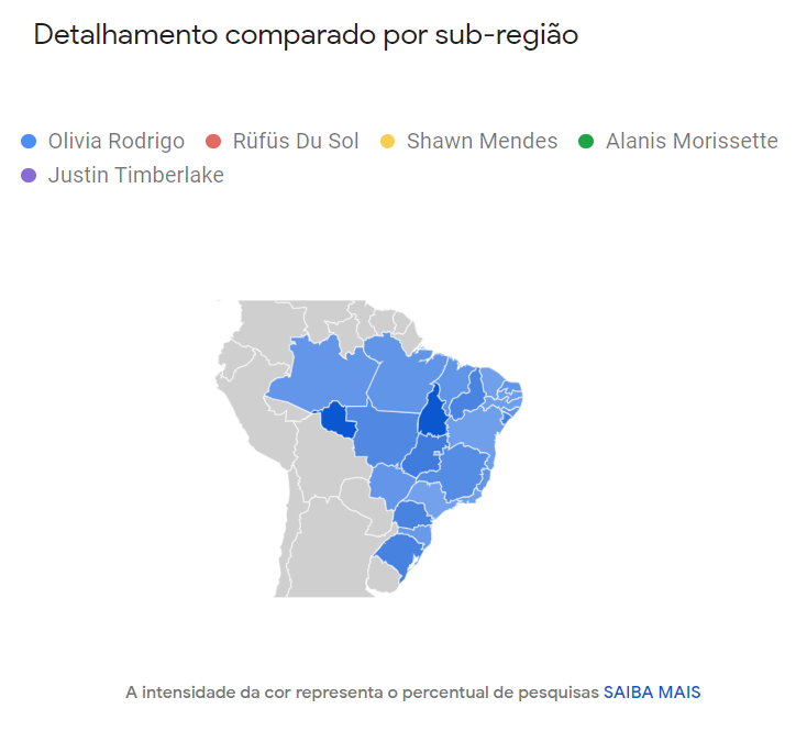 Olivia Rodrigo lidera as buscas em todas as 27 unidades federativas