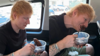 Ed Sheeran, headliner do Rock in Rio, prova picanha e diz: "É muito bom"