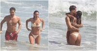 Bruna Marquezine e João Guilherme curtem praia coladinhos no Rio de Janeiro