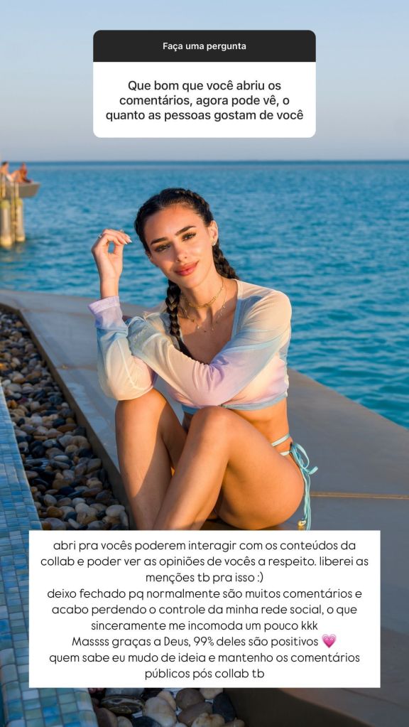 Bruna Biancardi explica motivo de manter comentários limitados no Instagram