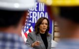 Kamala Harris discursa a apoiadores no Michigan