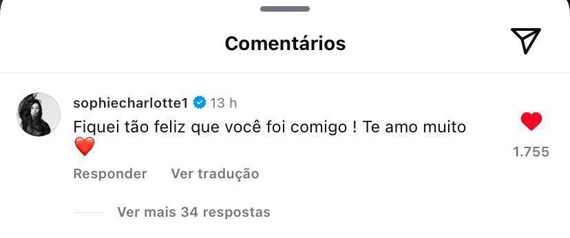 Sophie Charlotte deixa comentário apaixonada em foto com Xamã