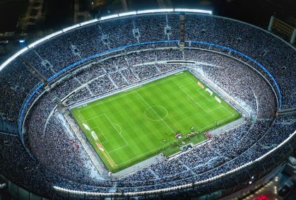 Vista aérea do Monumental de Núñez, casa do River Plate, durante jogo da Argentina