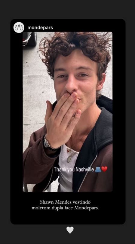 Shawn Mendes usa moletom da marca Mondepars