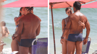 Xamã ganha beijos e carinho de Sophie Charlotte na praia; veja fotos