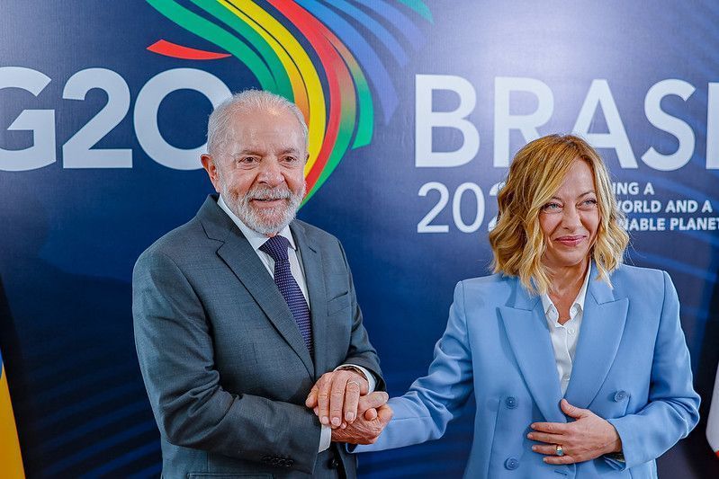 O presidente Lula e a premiê italiana, Giorgia Meloni