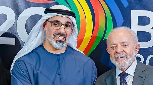 Presidente da República, Luiz Inácio Lula da Silva, durante audiência com o Príncipe Herdeiro de Abu Dhabi, Sheikh Khaled bin Mohamed bin Zayed Al Nahyan.