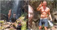 Fãs encontram Cauã Reymond em cachoeira e ator pede para tirarem fotos dele