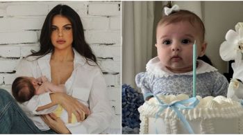 Amanda Kimberlly comemorou os 4 meses da pequena com uma festa simples em casa