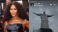 Naomi Campbell posta foto aos pés do Cristo Redentor: "Eu amo o Brasil"