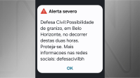 BH: Defesa Civil emite alerta para queda de granizo pelo 2º dia seguido