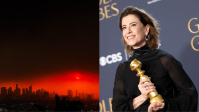 Fernanda Torres mostra imagens de Los Angeles durante incêndios: "Em chamas"