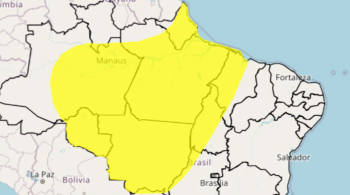 Instituto Nacional de Meteorologia (Inmet) emitiu um aviso para chuvas de até 50 mm/dia, ventos de até 60 km/h e riscos de cortes de energia e alagamentos