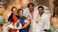 Com Wanessa e Dado, Zezé Di Camargo e Graciele celebram 1º mês da filha