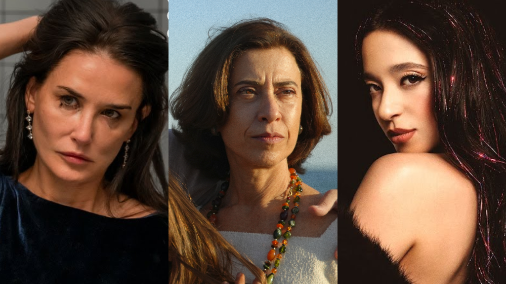 Disputa de Melhor Atriz do Oscar 2025 está entre Demi Moore "A Substância"), Fernanda Torres ("Ainda Estou Aqui") e Mikey Madison ("Anora")