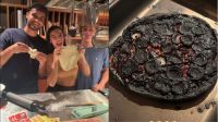 Benício Huck e namorada se divertem ao fazer pizza: "Acho que queimou"