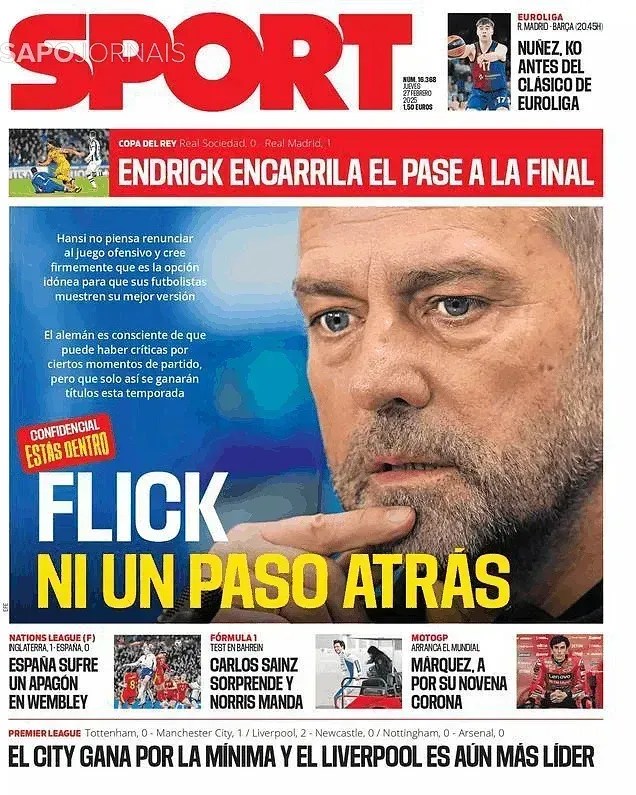 Capa do jornal Sport desta quinta-feira (27)