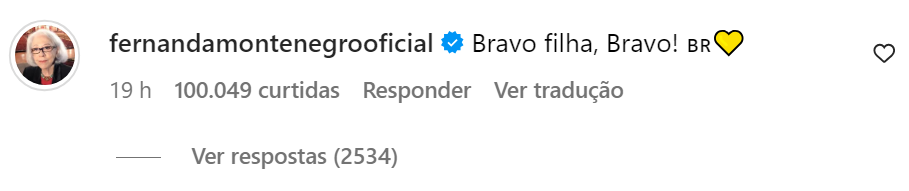 comentário de fernanda montenegro