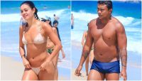 Sophie Charlotte e Xamã trocam beijos na praia; veja fotos