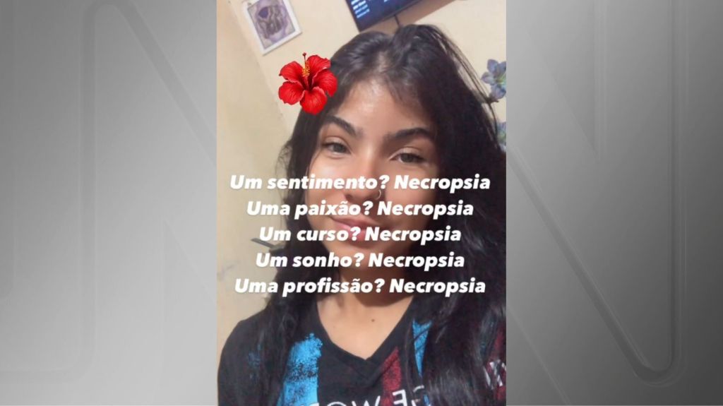 Em postagem no Instagram, Vitória Regina de Sousa, de 17 anos, manifestou "sonho" de trabalhar com necropsia