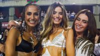 "Beleza Fatal" no Carnaval: trio protagonista curte 1º dia de Sapucaí