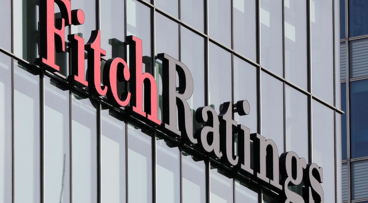 Logo da Fitch Ratings em sua sede em Londres