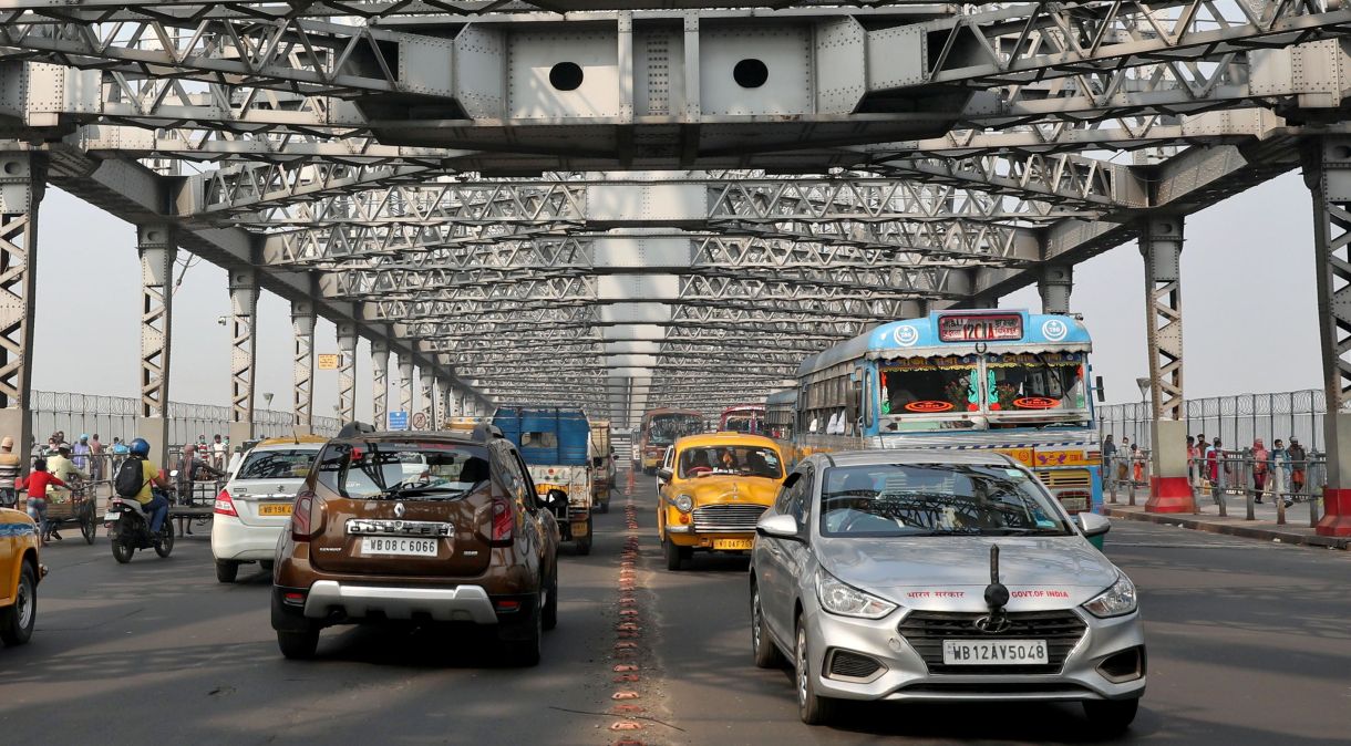 Visão geral da ponte Howrah em Calcutá, Índia