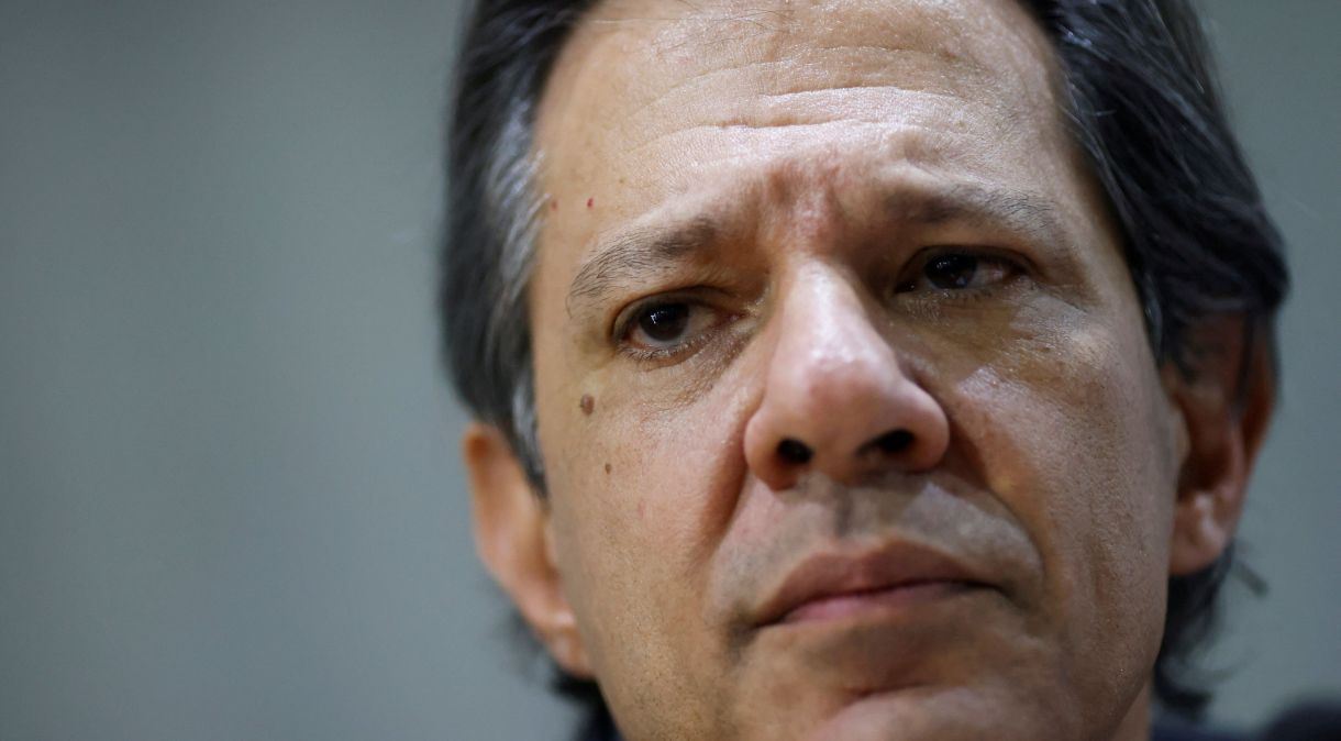 Ministro da Fazenda, Fernando Haddad, durante entrevista coletiva em Brasília