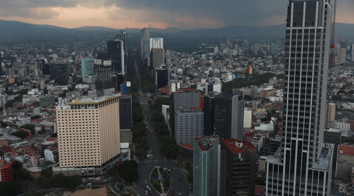 Vista aérea de região da Cidade do México