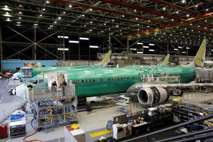 Construção do 737 MAX-9 da Boeing em instalações de produção em Washington