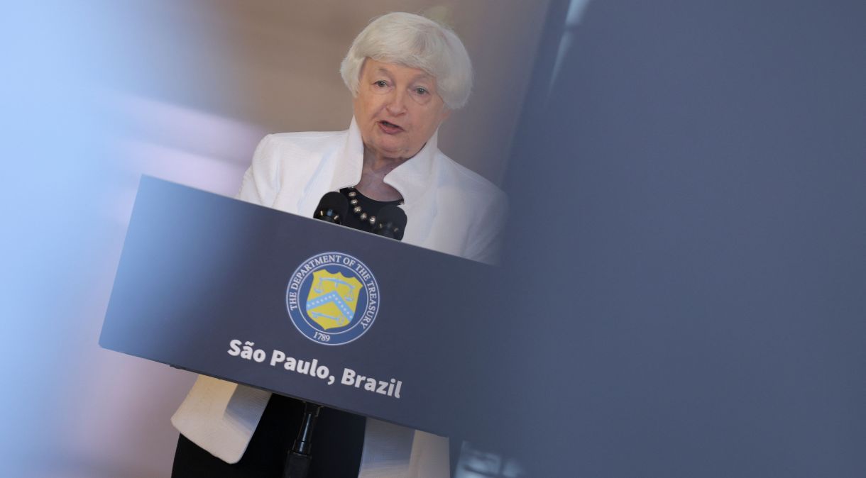 Secretária do Tesouro dos Estados Unidos, Janet Yellen, em São Paulo