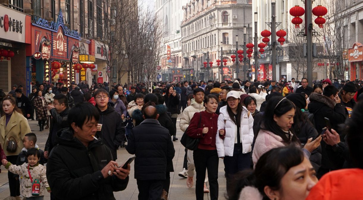 Rua de compras em Xangai, China