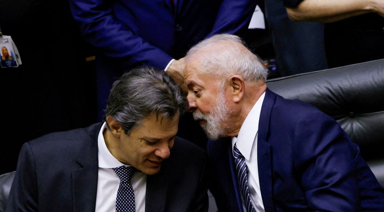 O ministro da Fazenda, Fernando Haddad, e o presidente da República, Luiz Inácio Lula da Silva