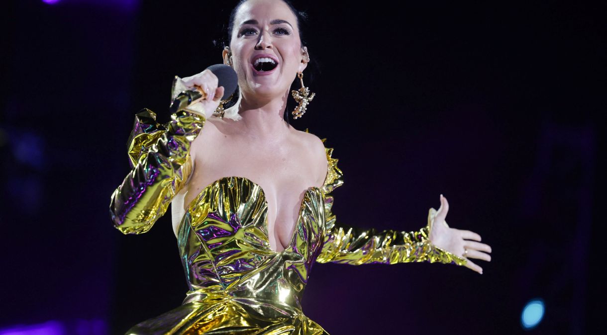 Katy Perry durante show em Windsor, no Reino Unido