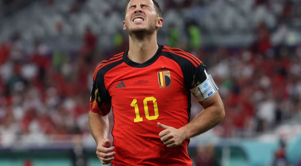 Hazard em jogo da Bélgica contra Marrocos.