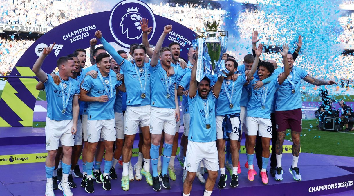 Manchester City comemora título da Premier League
