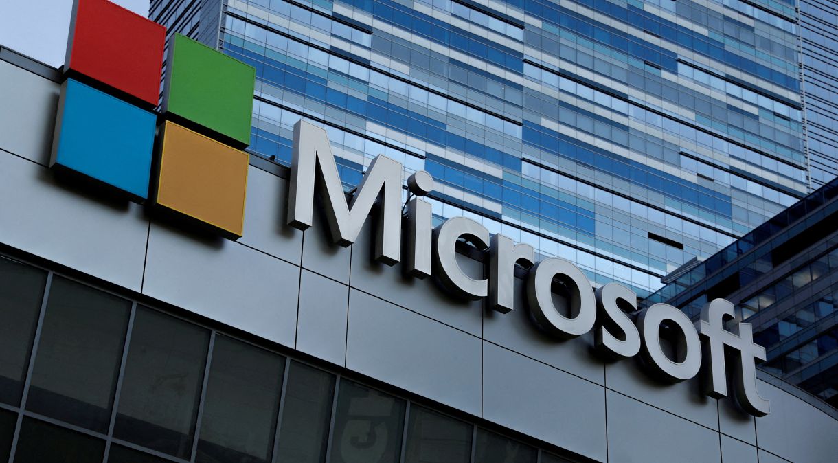 Logo da Microsoft em Los Angeles, Califórnia