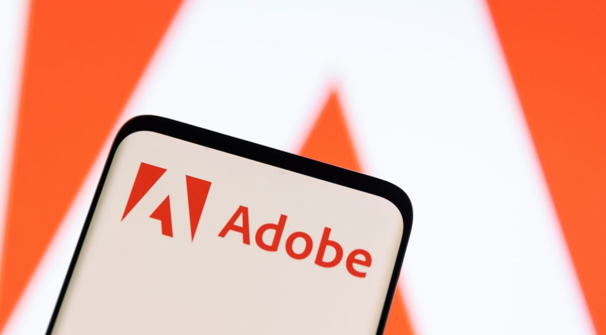 Logo da Adobe em foto de ilustração