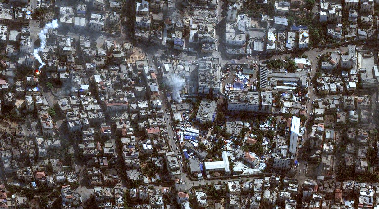 Imagem de satélite mostra o hospital Al-Shifa