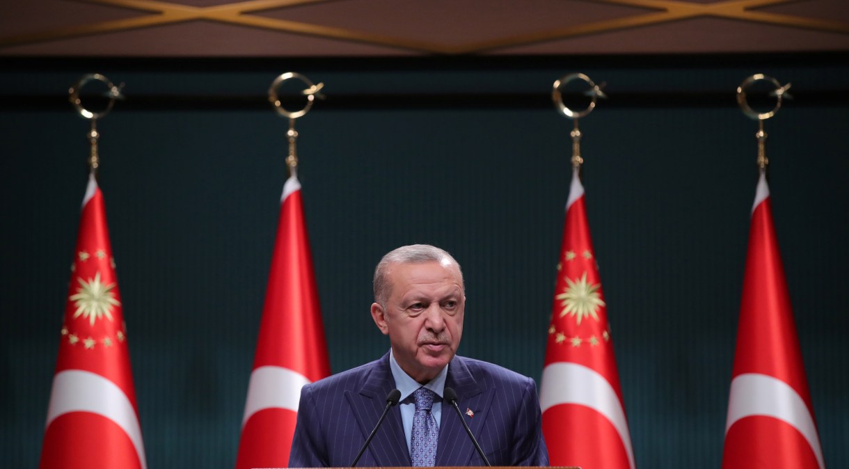 Presidente da Tutrquia, Tayyip Erdogan, dá entrevista à imprensa após reunião do gabinete