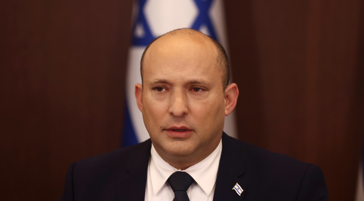 Primeiro-ministro de Israel, Naftali Bennett, durante reunião de gabinete em Jerusalém