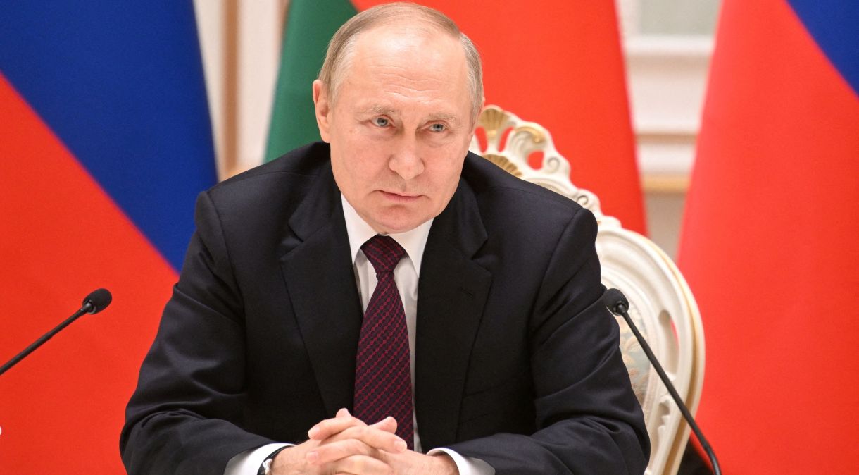 Presidente da Rússia, Vladimir Putin, durante entrevista coletiva em Minsk