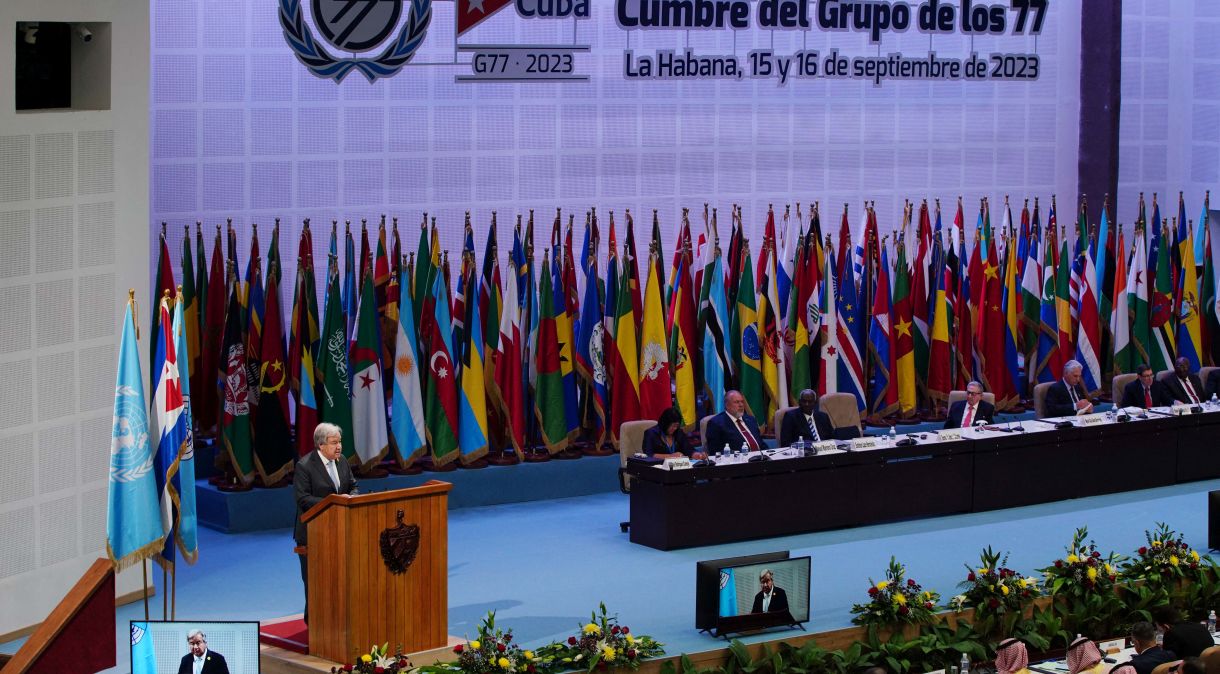 Secretário-geral da ONU, António Guterres, discursa na abertura de cúpula do G77+China em Havana